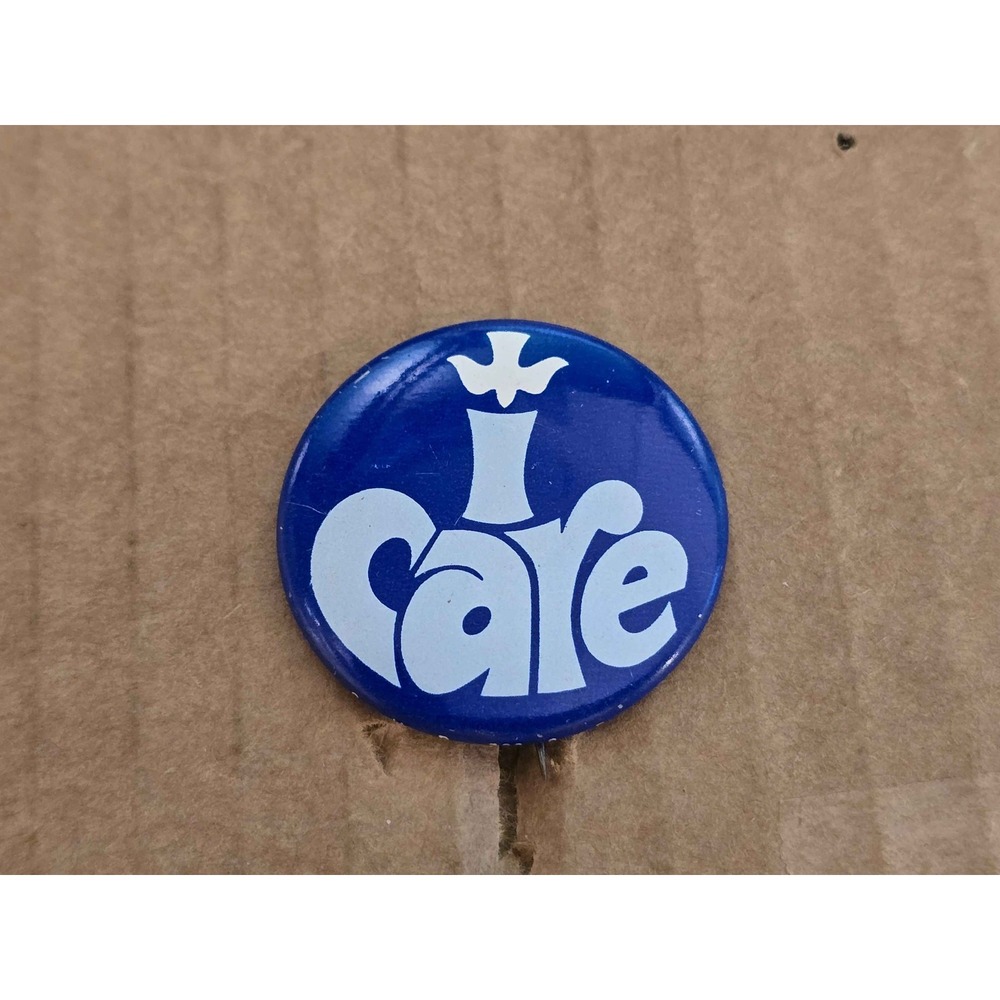 Vintage Blue And White Dove I Care Campaign Cause Pinback Button B45 - Picture 2 of 6